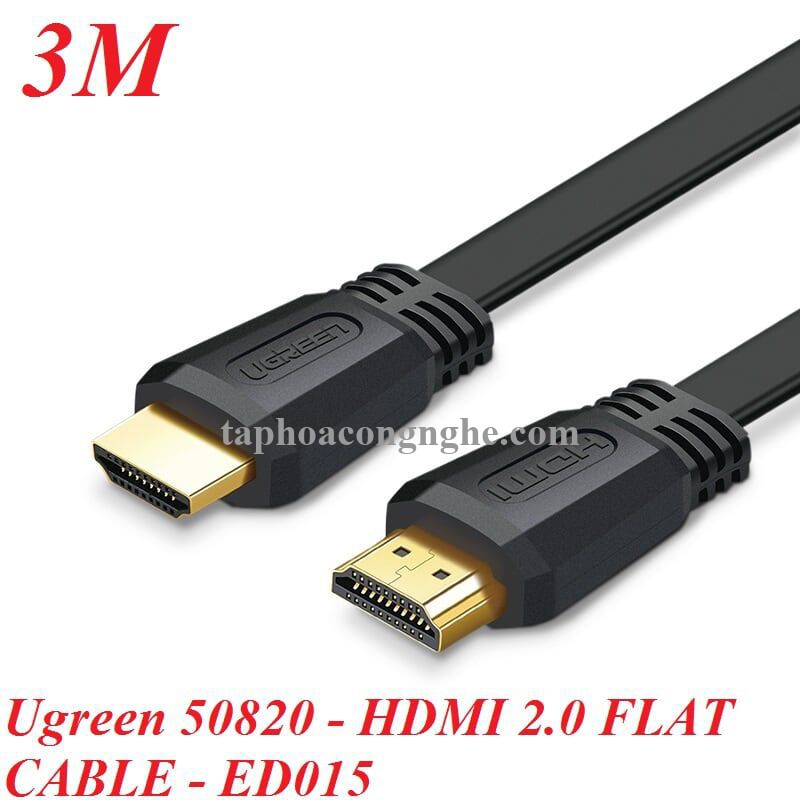 Ugreen 50820 3M màu đen Cáp tín hiệu HDMI dẹt ED015 30050820